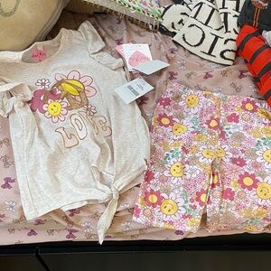 Freestyle Beige and Pink Floral Kids Pajama Set